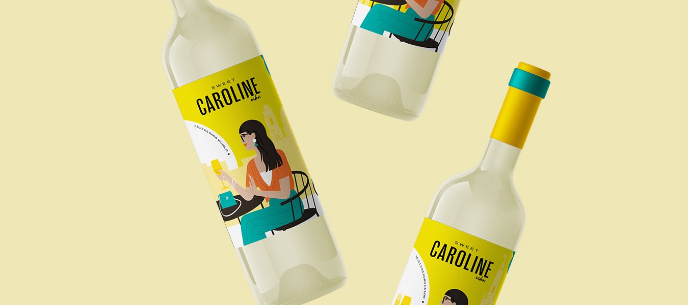 Etiquetas de vino Sweet Caroline con diseños personalizados para diferentes ciudades